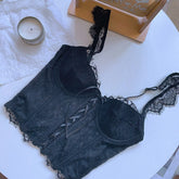 Wriufred Beauty Embroidered Lace Strap Top Women's Summer Outer Wear Short Clavicle Ladies' Inside Underwear Eyelashes Lingerie